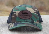 Camo / Black Hat with Elk Leather Patch (Multiple Choices)