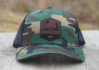 Camo / Black Hat with Elk Leather Patch (Multiple Choices)