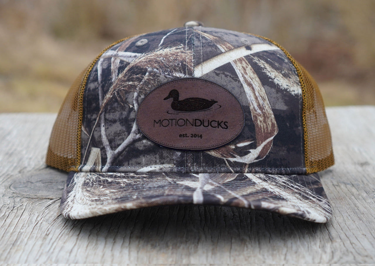 Camo / Tan Hat with Elk Leather Patch (Multiple Choices)