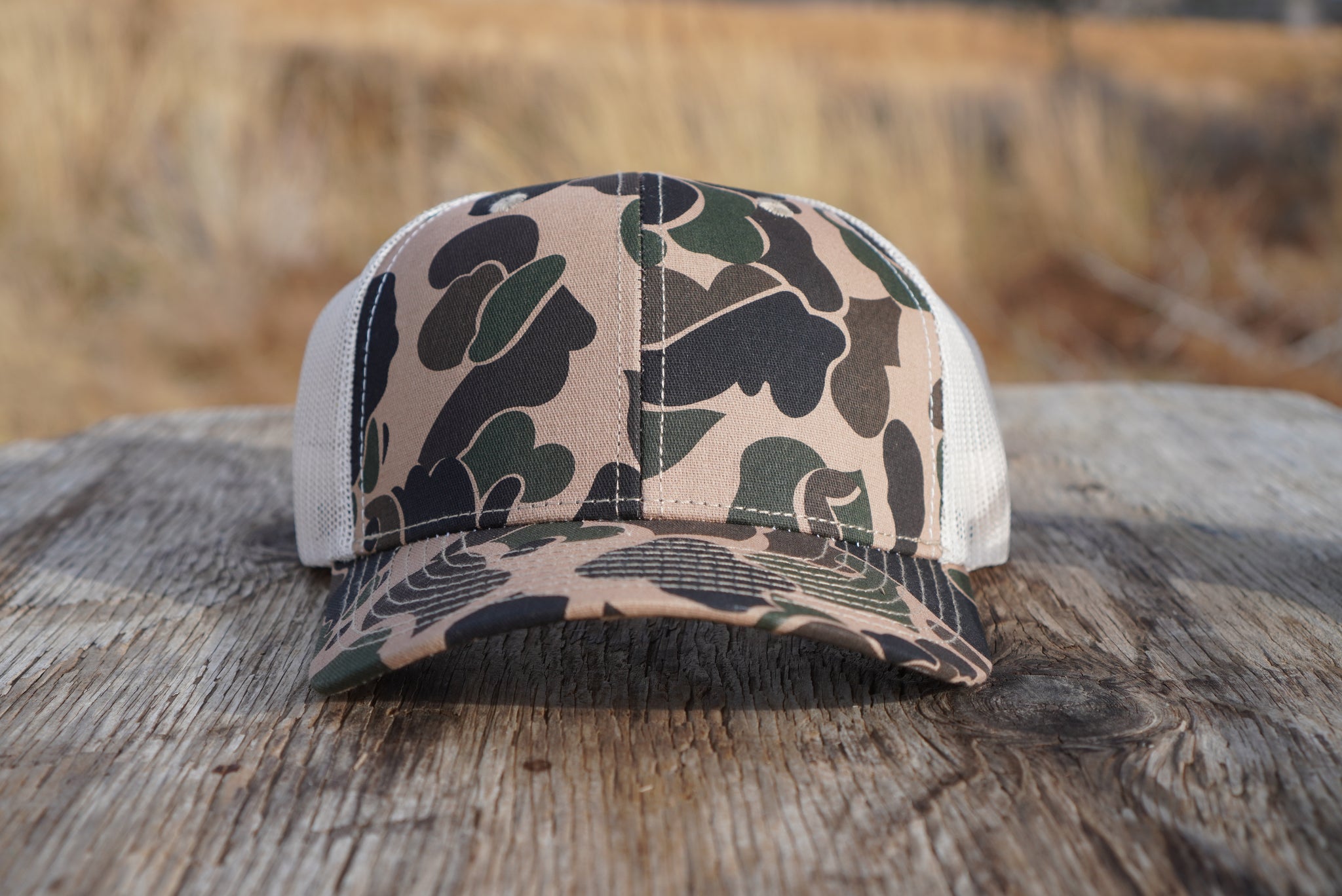 Custom Vintage Duck Camo Leather Patch Hat