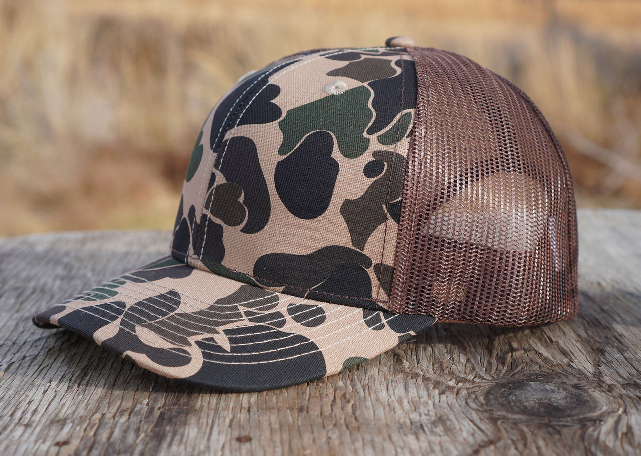 Vintage-Camo Hat with Elk Leather Patch