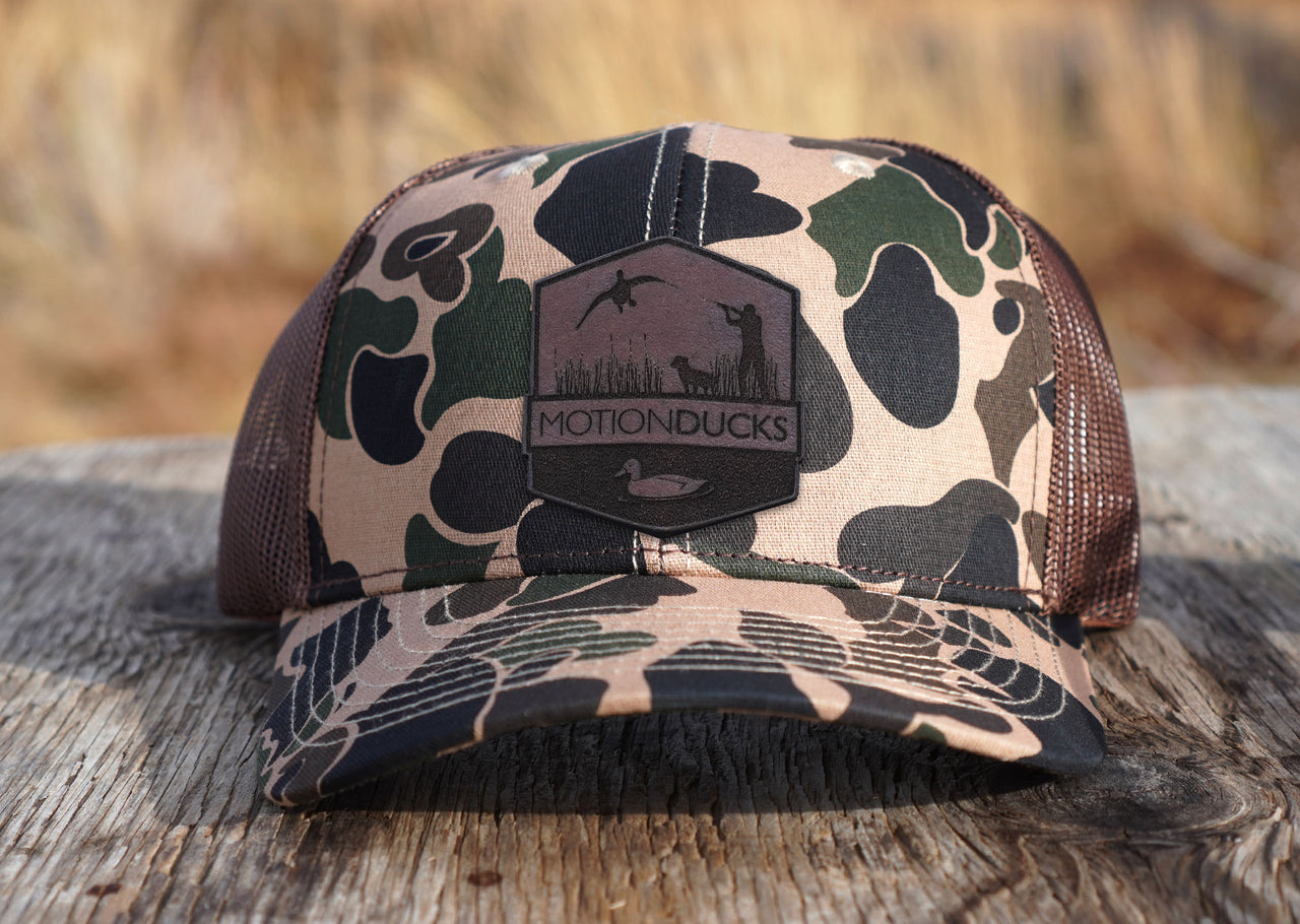 Vintage-Camo Hat with Elk Leather Patch