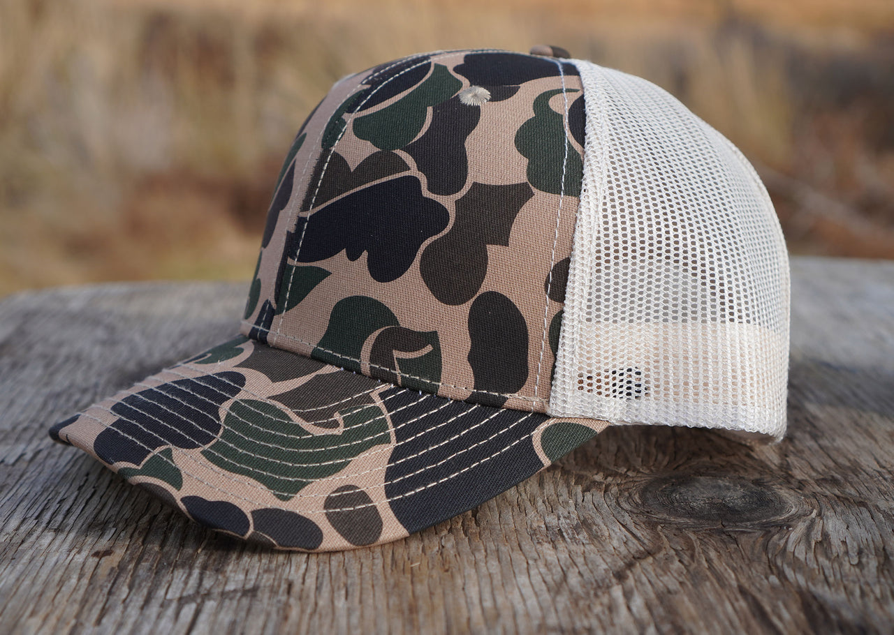 Vintage-Camo Hat with Elk Leather Patch