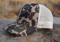 Vintage-Camo Hat with Elk Leather Patch